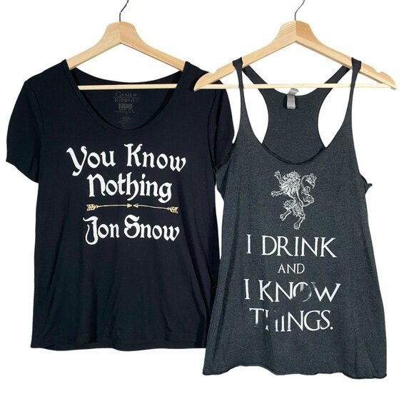 Game of Thrones Shirts S You Know Nothing Jon Snow I Drink And I Know Things - Picture 1 of 16
